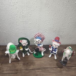 Annalee Dolls Lot Of 5 -4th Of July-St. Patrick's Day-Xmas